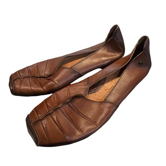 Pikolinos Gandia Cuero Pleated Square Toed Leather Slip On Low Heels Brown 36 - Picture 2 of 9